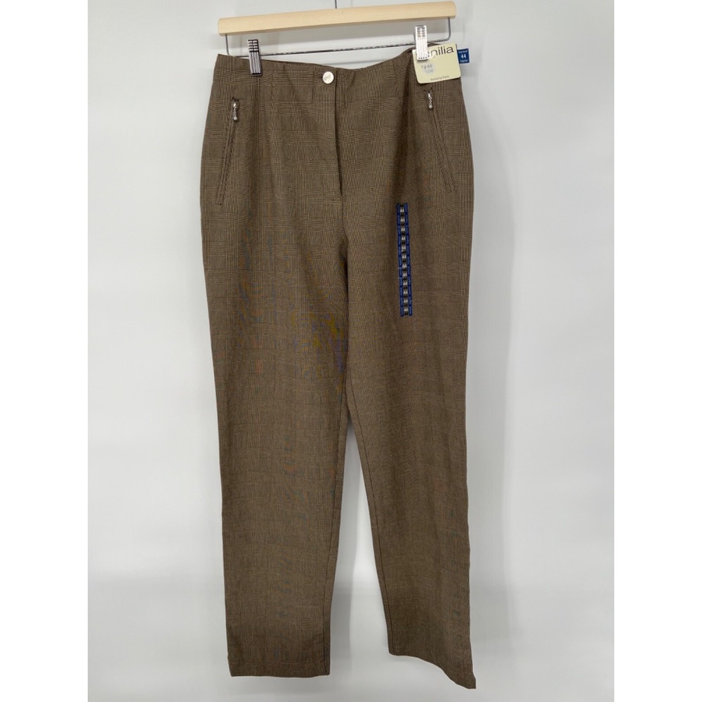 Vanilia Womens High Rise Plaid Trouser Pants Sz 44 (Size 10) NWT Org $168
